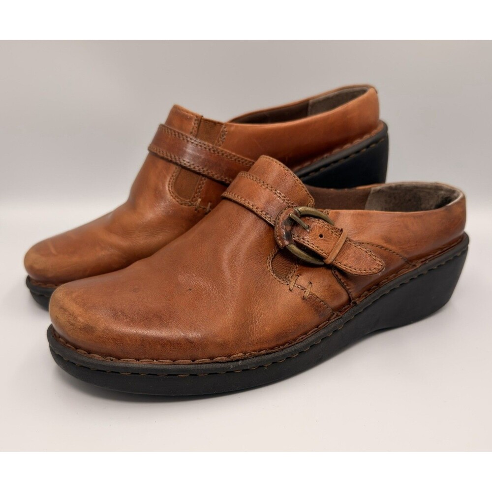 Earth Spirit Ivory Gelron 2000 Leather Clogs Womens 9.5 Brown Comfort Mule